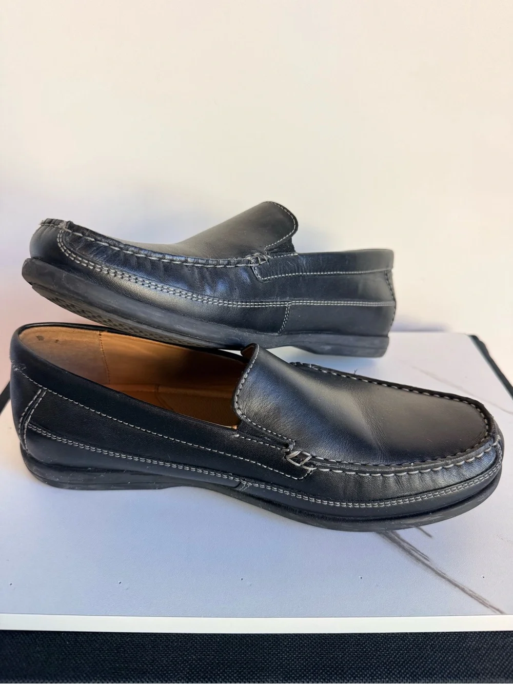 Johnston & Murphy Boy Leather Slip-On Moccasin Loafers